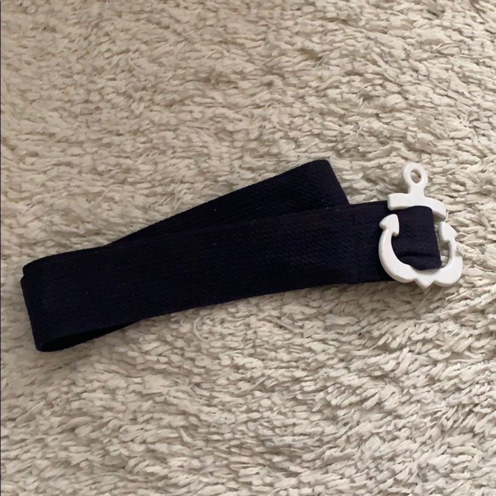 VINTAGE 80s Navy Blue Woven Nautical Anchor Belt